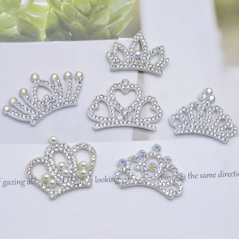 15Pcs White Padded Multiple Shaped Crown Rhinestone Applique for DIY Clothes Crafts Decor Patches Headwear Hair Bow Accessories | Дом и сад