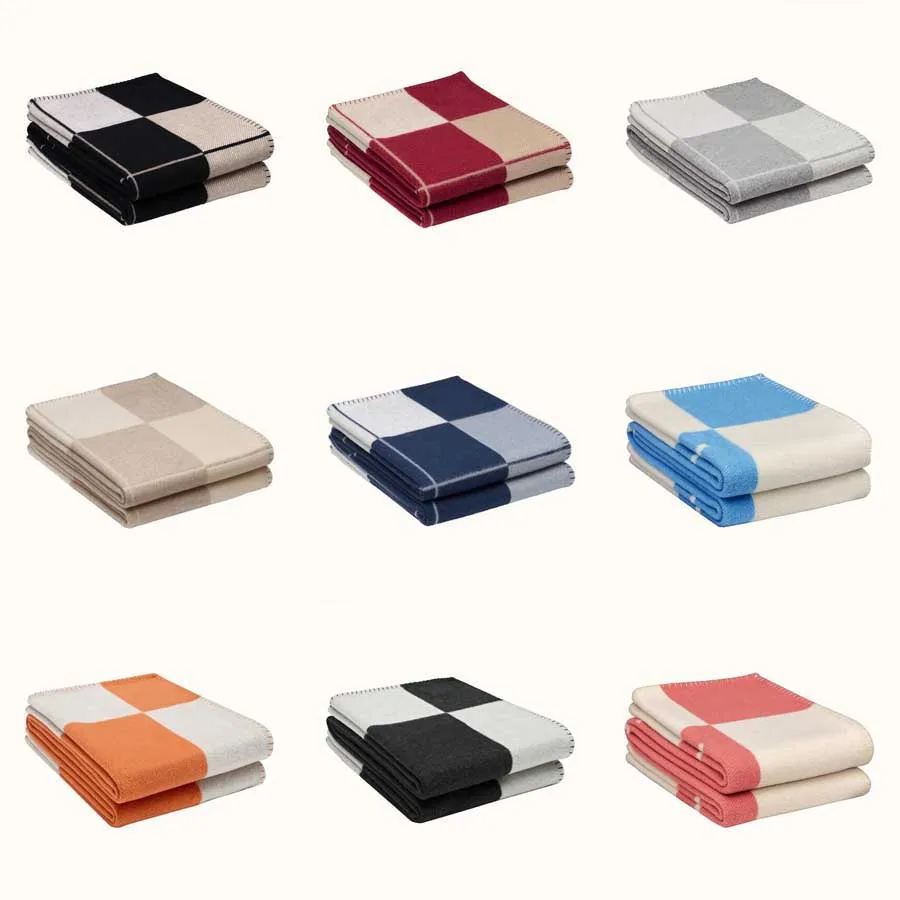 Manta de Lana marrón y gris para adultos, suave, tejida, para sofá cama, portátil, de hilo teñido, a cuadros