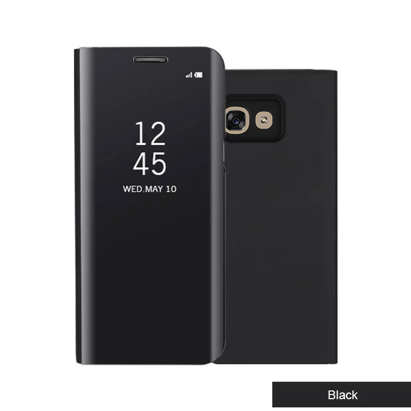 Умный зеркальный чехол для телефона для samsung Galaxy Note 10 A50 A10 A20 A30 A40 A70 A80 A90 A20e M20 M10 M30 S10 S8 S9 плюс S7 края крышки - Цвет: Black