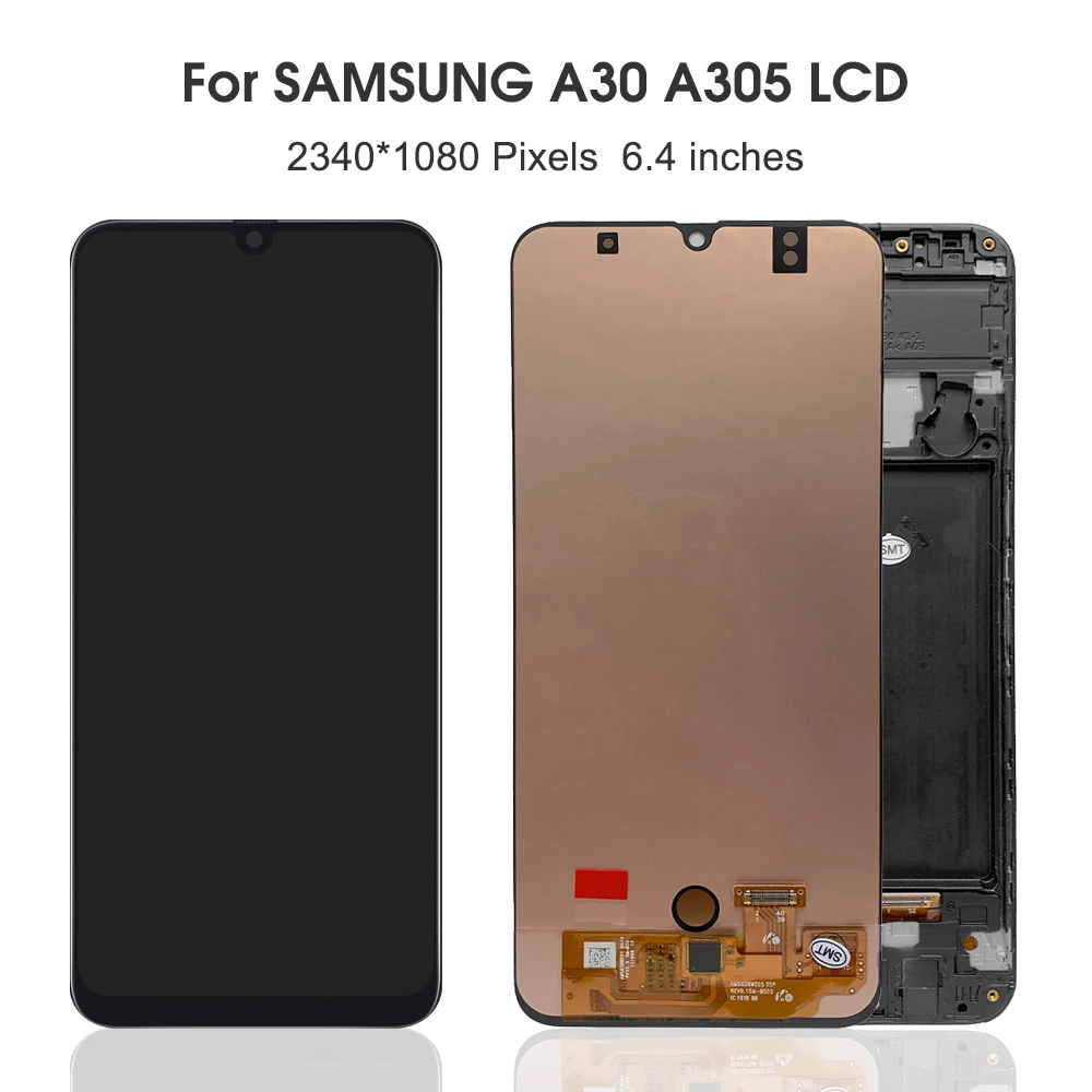 Tela para Samsung Digitador da Tela Peças para Samsung Lcd de Toque Amoled Galaxy Display - ds A305f A305fd A305a A30 A305 1 display lcd de toque digitador da tela