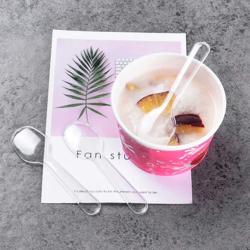 

High Quality Disposable Trial Small Spoon Wholesale Environmentally Friendly PS Plastic Spoon Ice Cream Spoon Transparent Plasti