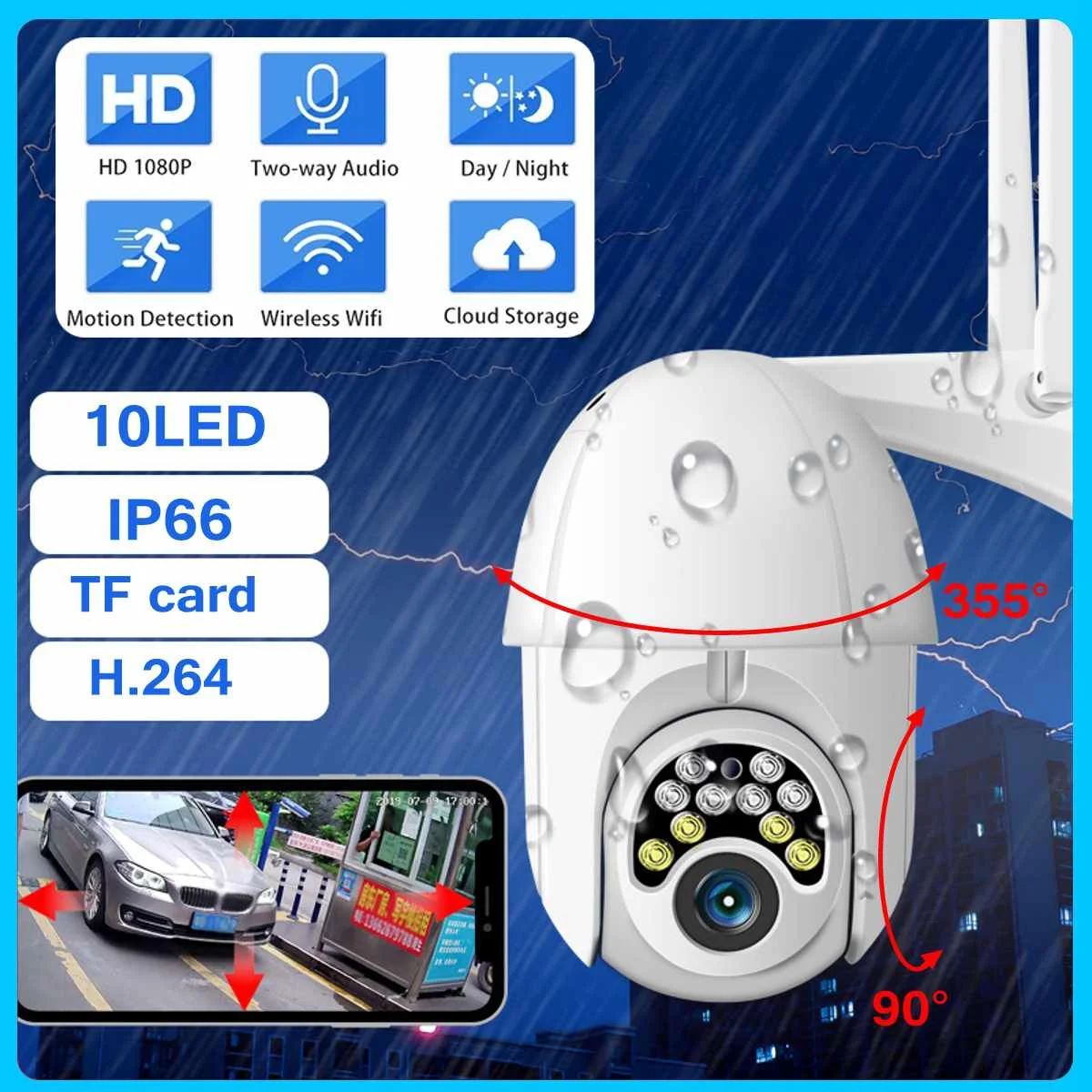 

HD 1080P Cloud Storage Wireless PTZ IP Camera 2.0MP Speed Dome CCTV Security Cameras Outdoor ONVIF Two Way Audio P2P Camera WIFI