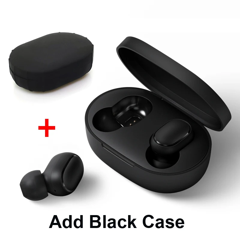 Add black case Xiaomi Redmi Airdots TWS Bluetooth наушники стерео басы BT 5,0 Eeadphones с микрофоном Handsfree Наушники управление AI - Цвет: Add black case