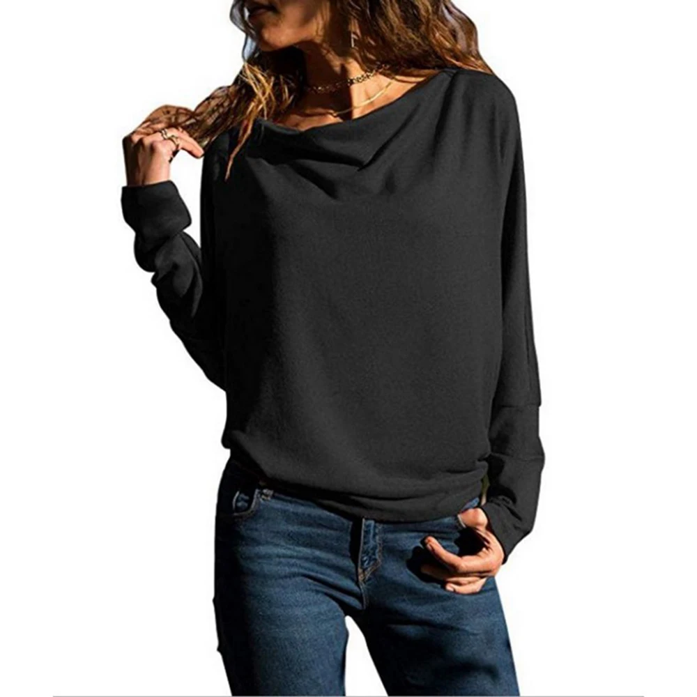 

2019 Autumn Women Casual Bat Sleeve Shirts Long Sleeve Oversize Pullover Tops Women Solid Color Loose Batwing Blusas