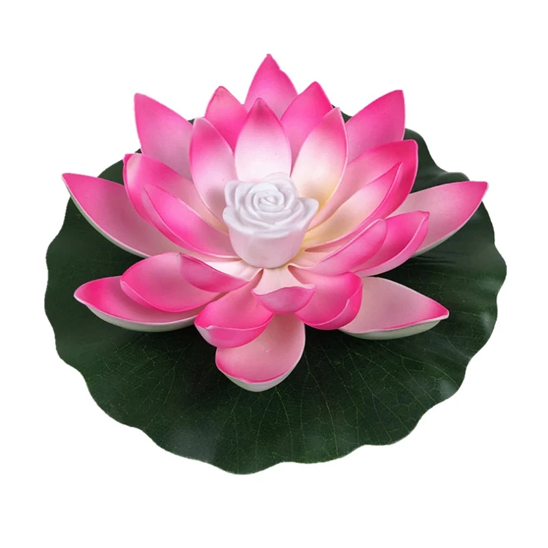 LED Floating Lotus Flower Lamps Decorations On Water Swimming Pool Garden Light Garden Tank Pond Decoration 18cm