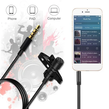 

KM-A1 Lavalier Clip-on 3.5mm Jack Microphone with 2m Extension Cable for Mobile Phone Portable Microfone