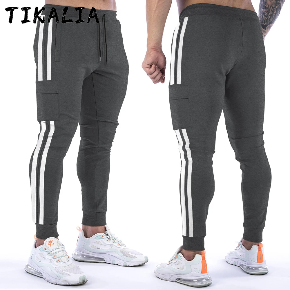Pantalones de chándal informales a rayas laterales para hombre, pantalones largos de chándal, ropa de entrenamiento, Fitness, gimnasio, 2021