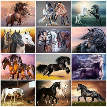 

Evershine Diamond Embroidery Horse 5D DIY Cross Stitch Rhinestone Mosaic Diamond Painting Full Square Animals Home Decoration