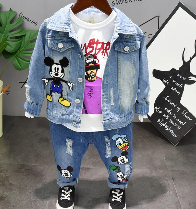 Cartoon New Style MEN'S Outerwear Spring Cowboy Girls B Class Boys Children Cowboy Pants Two Pieces Convention
