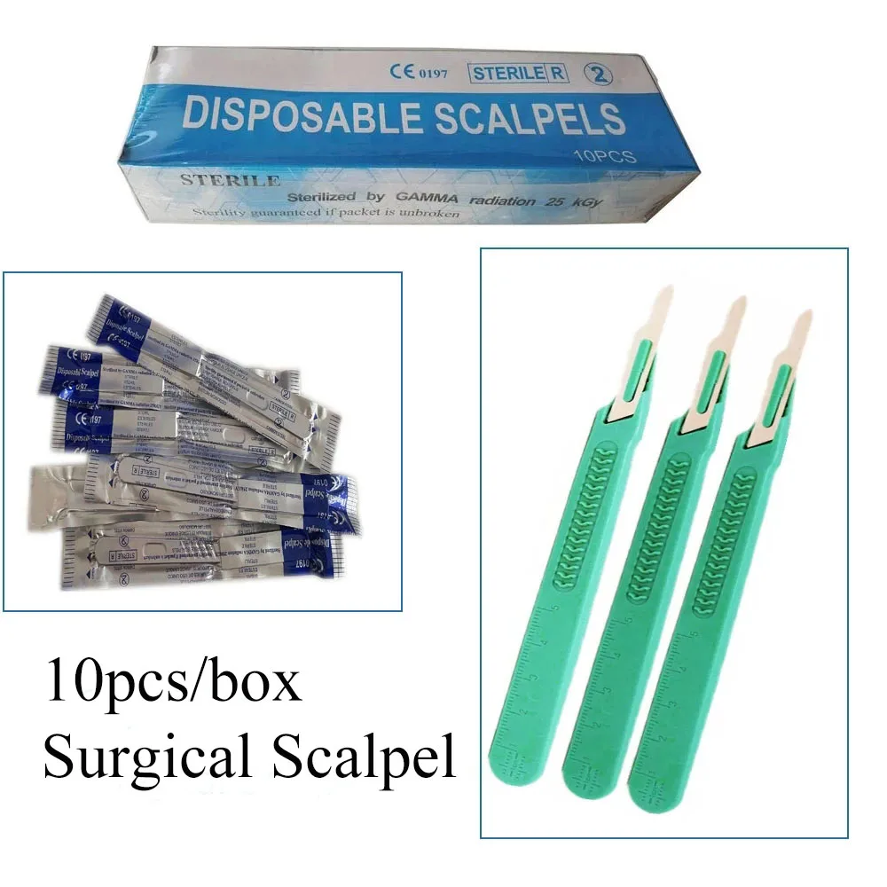 

10Pcs/box Scalpel Knife Sculpting Blades 10# 11# 12# 15# Surgical Knife Carving Dental Medical Stainless Steel Multi-Function