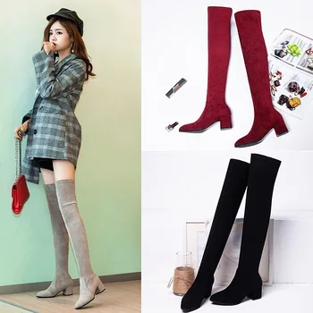 

Overknee Boots Female High With With Sexy Sharp Elastic Force All-match Boots High Boots
