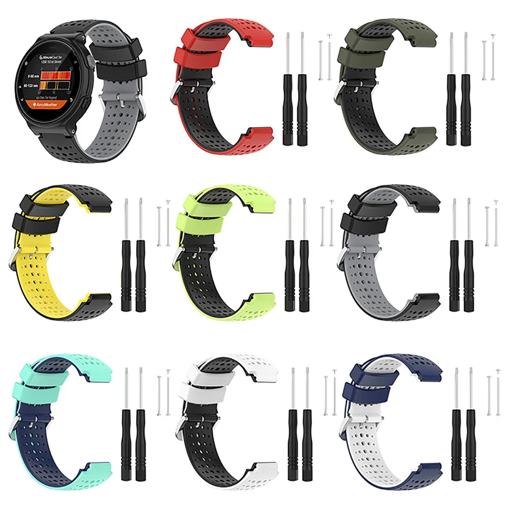 

Replacement Watch Strap Silicone Watch Band Wristwatch Band With Tools for Garmin Forerunner220 230 235 620 630 735 Watch