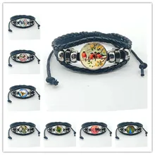 Винтажный гламурный античный браслет с рисунком птицы, модный павлин браслет с Колибри, стеклянный кабошон кожаный браслет