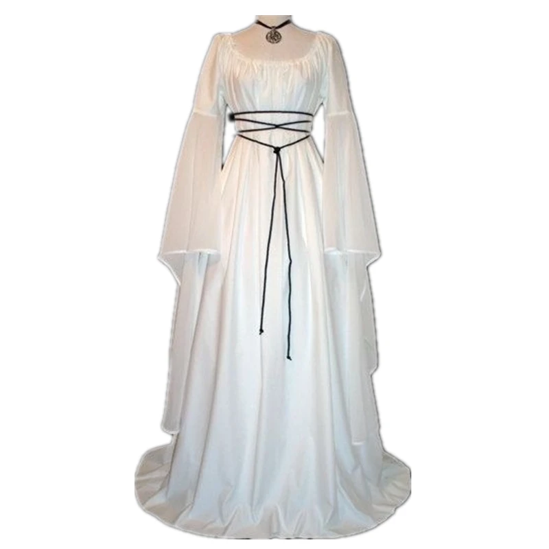 Новое платье Виктории среднего возраста костюмы на Хэллоуин для женщин средневековый косплей вампир дьявол невесты Вечерние Карнавальные Платья - Цвет: White