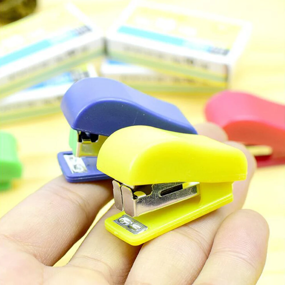 

10PCS Kawaii Mini Small Stapler Useful Mini Stapler Staples 10# Set Office Binding Stationery Mini Binders Stationery
