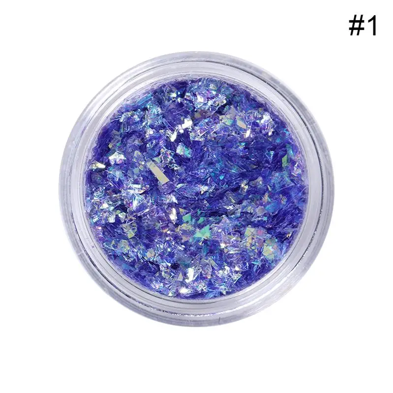 1 Box Champagne Gold Irregular Meteorite Fragment Nail Flakies Silver Red Micas Sheets Nail Art 3D Decorations Nail Sequins - Цвет: Blue-01