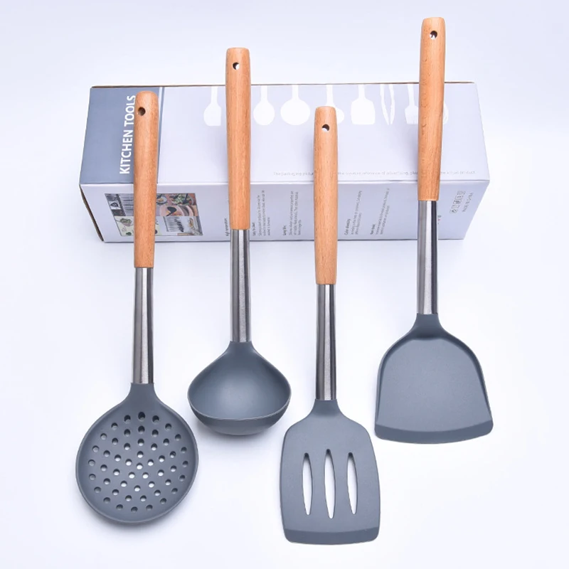 

HOOQICT Kitchen Tools Accessories Cooking Utensils Sets of Dishes Cuisine Spatula Non-stick Silicone Cookware Set for Kitchen