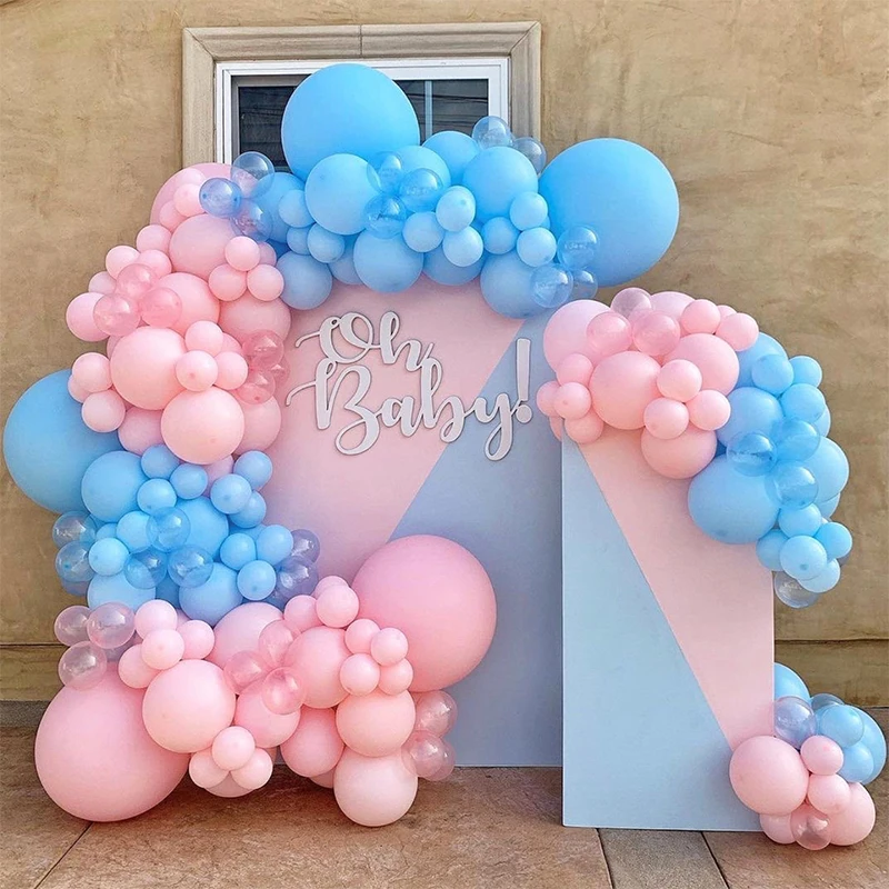 120pcs Gender Reveal Baby Shower Scatole Palloncini Ghirlanda Blu