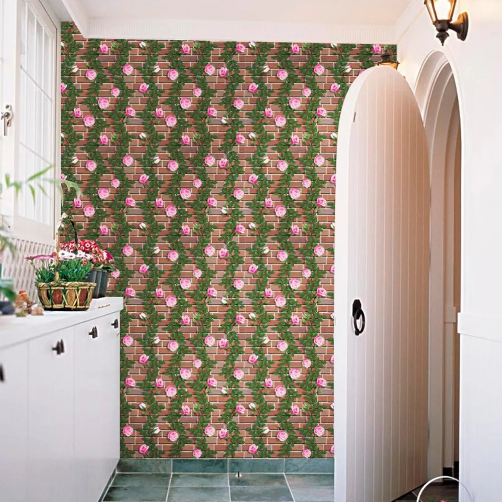 

Self-adhesive Background Wallpaper Simulation 3D Wall Paper Rose Flower Bedroom Living Room Student Dormitory With Glue