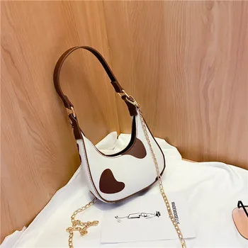 

Cow pattern mini crescent bag spring/summer 2020 new chain underarm portable messenger bag handbags for women 2020