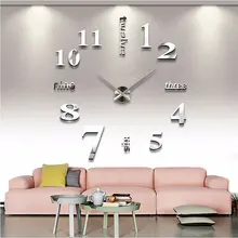 Large Wall Clock 3D Modern Design Silent Big Digital Acrylic Mirror Self adhesive Wall Clock Sticker for Living Room Decoration