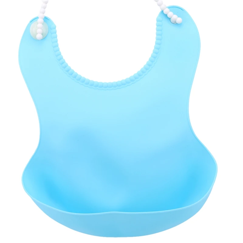 light blue Водонепроницаемый силиконовый нагрудник на лямках для младенцев, для кормления, для обеда - Цвет: light blue