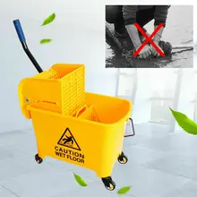 Honhill comercial mop balde lado imprensa wringer sobre rodas de limpeza trole 20l amarelo para casa empresa hotel ferramentas limpeza