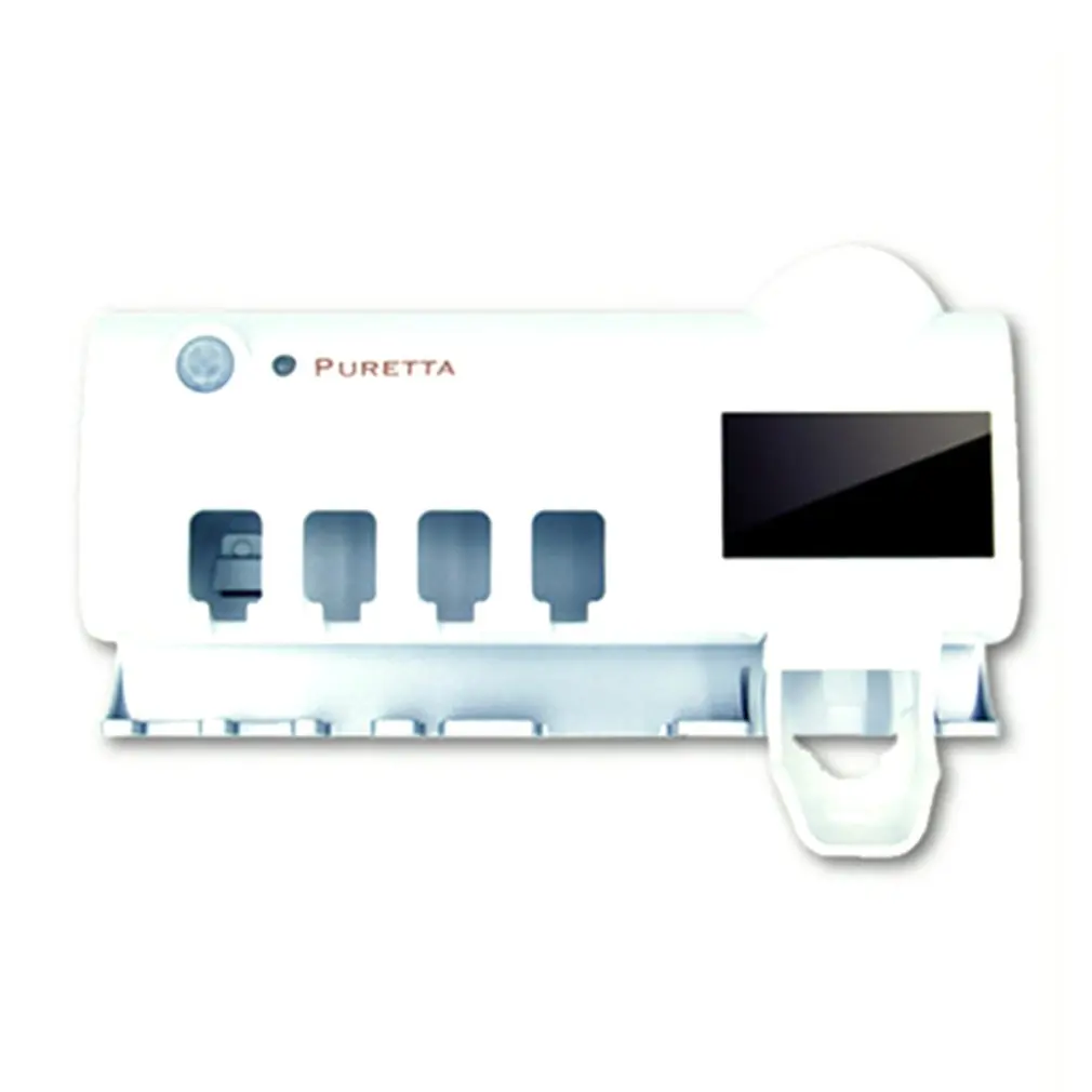 

Automatic Toothpaste Dispenser Wall Mounted Electric UV Toothbrush Holder with 5 Toothbrush Sterilizer Slots