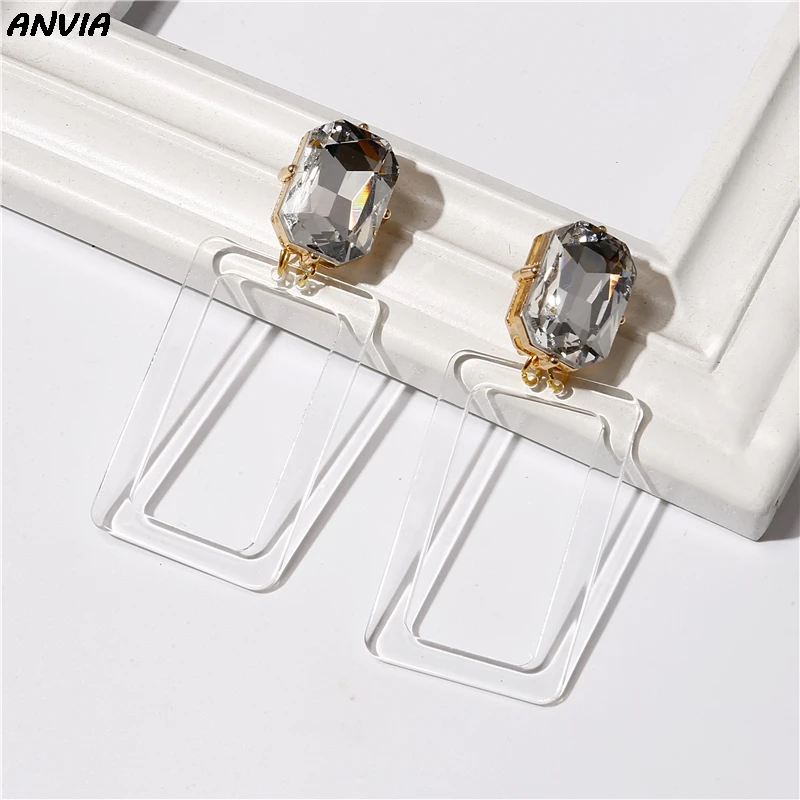 dangle gold2 1833 Новинка, прямоугольные прозрачные акриловые Висячие серьги для женщин, геометрические серебряные серьги-капли из сплава, вечерние ювелирные изделия - Окраска металла: dangle gold2 1833
