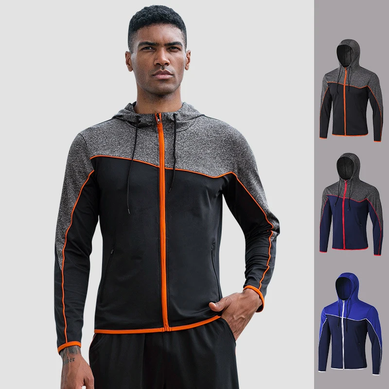 

Men Running Sport Men Zipper Hooded Running Jacket Sweatshirt Outdoor Sportswear Male Hooded Jacket Hoodies Running Sports Coats