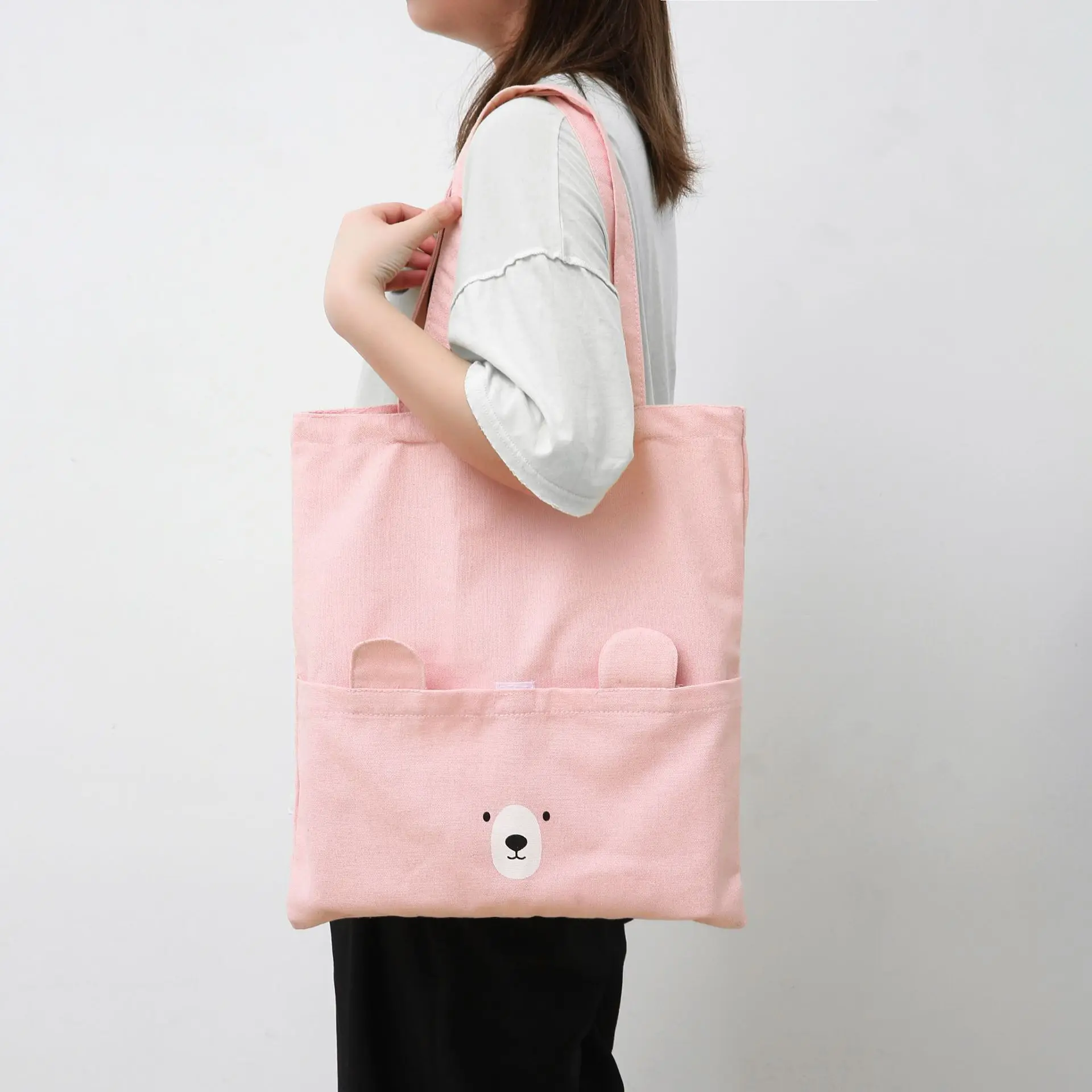 New Double-sided Dual-use Shoulder Bags Fruit Avocado Print Cotton Linen Pocket Handbag Shopping Bag Female Canvas Cloth Totes 