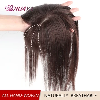

HUAYA Natural Black Brown Bangs Long Straight Clip Closure Hair Extension Heat Resistant Synthetic Hair Pieces Wigs For Women