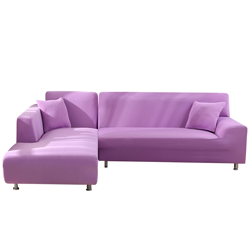 2 шт./компл. диванных чехлов L образный диван крышка Гостиная секционные шезлонг диван Чехол спандекс стрейч диванных чехлов для угловой диван - Цвет: L-light purple