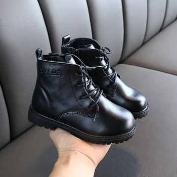 

NEW Martin boots Girls Boys Leather Sports Shoes Children ankle Boots Winter Fashion Kids snow Booties Warm SSW060