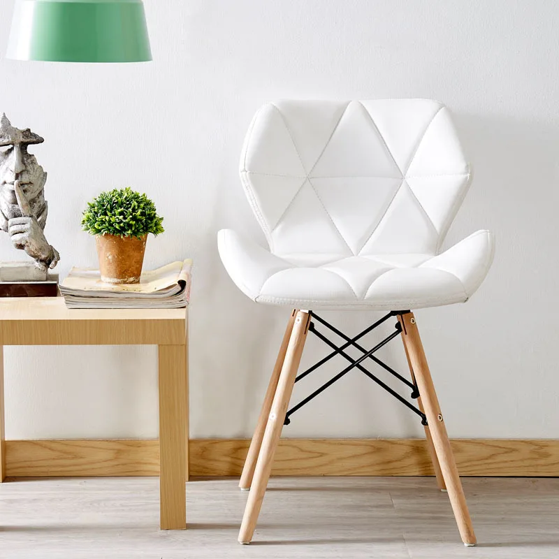 

Ins Dining Chair Originality Computer Chair Modern Concise Study Household Makeup Stool Backrest Europe Eames Plastic Side