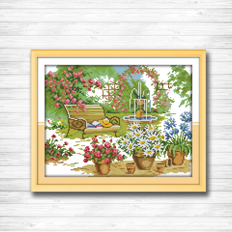 

The beautiful garden Scenery painting dmc 14CT 11CT counted cross stitch Needlework Set Embroidery kits chinese cross stitch