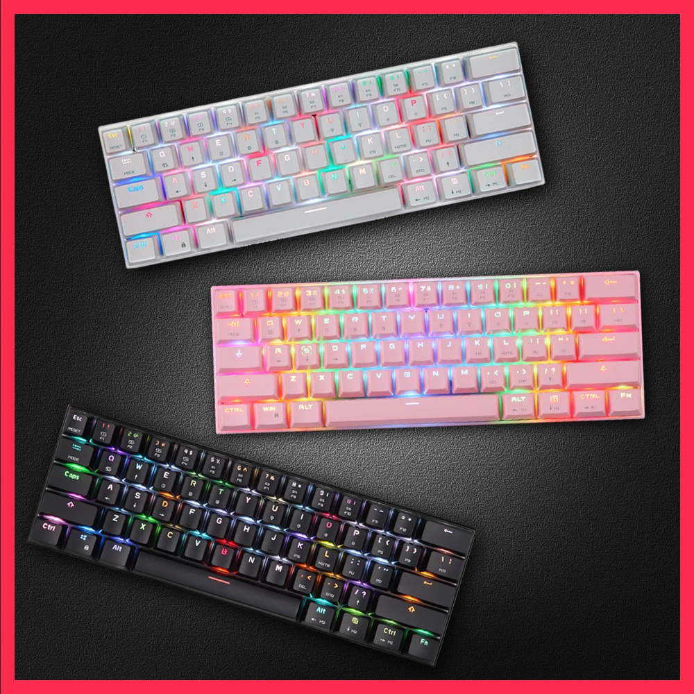 Motospeed Bluetooth Wireless Mechanical Keyboard RGB Backlight Min Gaming Keyboards Anti-Ghosting For Gamer Laptop 61Key Tablets