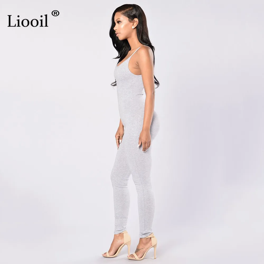 Liooil, сексуальный цельный костюм, Обтягивающие Комбинезоны,, без рукавов, с открытой спиной, бодикон, вечерние, Клубные комбинезоны, женский комбинезон, черные комбинезоны