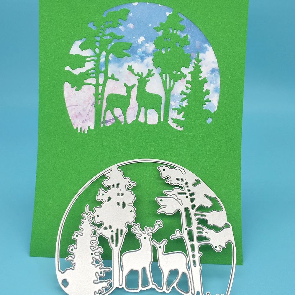 

Deer, forest, trees, landscape metal cutting dies scrapbook photo album greeting card decoration DIY handmade art