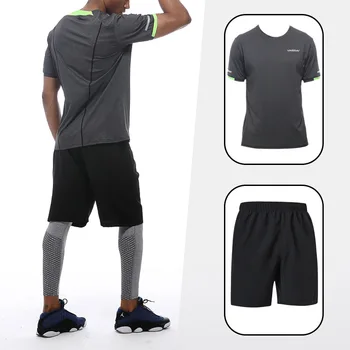 

men's sports coat set sport shirt men running shorts 2pcs gym suit for soccer fitness men sportswear t-shirts sets