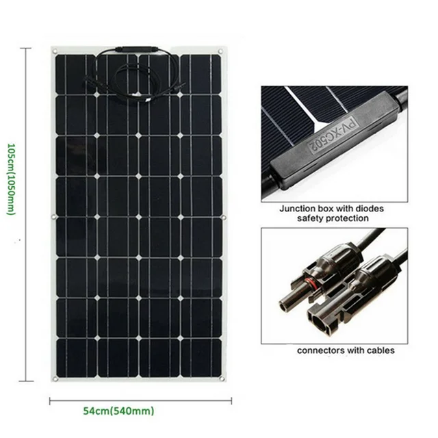 solar panel 200w 100w strongly recommend 100W flexible solar panel For 12V battery charger Monocrystalline cell 4