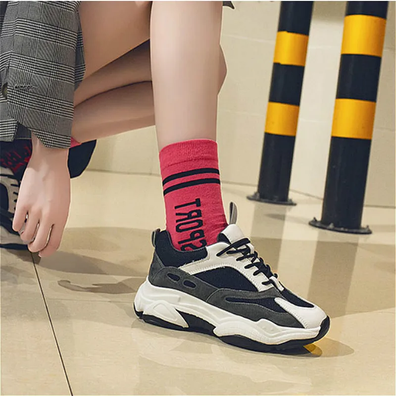 

Macvise Women Dad Shoes 2019 Autumn Mesh Breathable Chunky Sneakers Thick Sole Ladies Flat Footwear Sapatos De Mujer