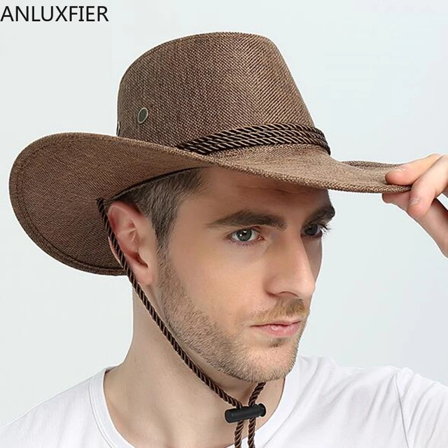 H7268 Western Cowboy Hat Man Summer Sunshade Fishing Cap Male Sun  Protection Anti-ultraviolet Breathable Climbing Outdoor Hats - AliExpress