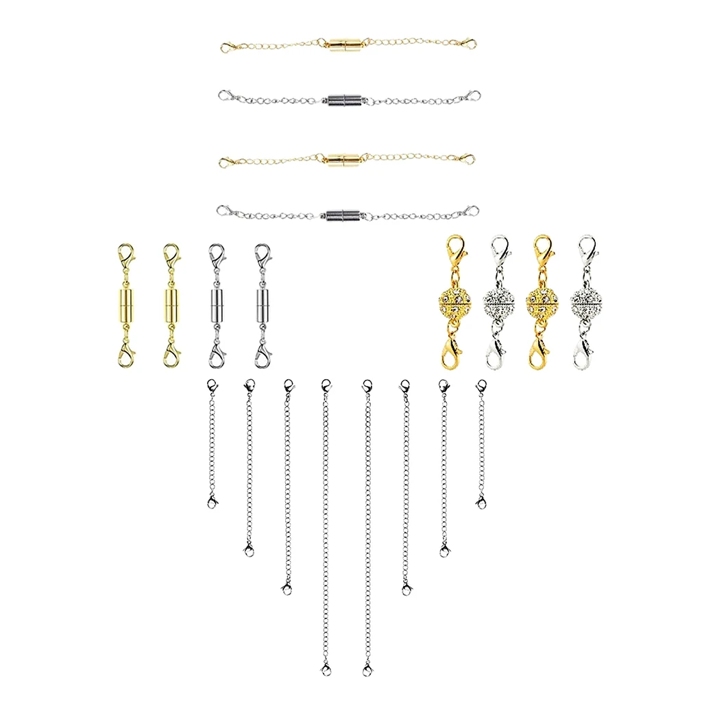 22pc Necklace Extender Chains Magnetic Clasps DIY Bracelet Jewelry Extenders