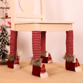 

new Merry Christmas Dinner Table Leg Cover Santa Chair Foot Cover Ornaments Home Decoration for Xmas New Year 1pcs