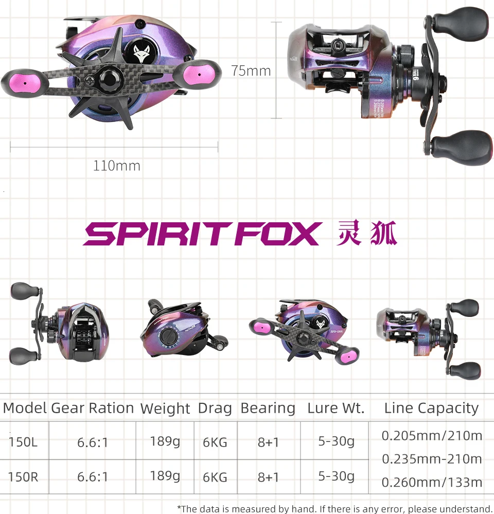 TSURINOYA SPIRIT FOX 150 BFS Рыболовная катушка для приманки, левосторонняя, правая, сверхлегкая, 189 г, 6 кг, приманка для окуня, Супер длинная, Литая Катушка