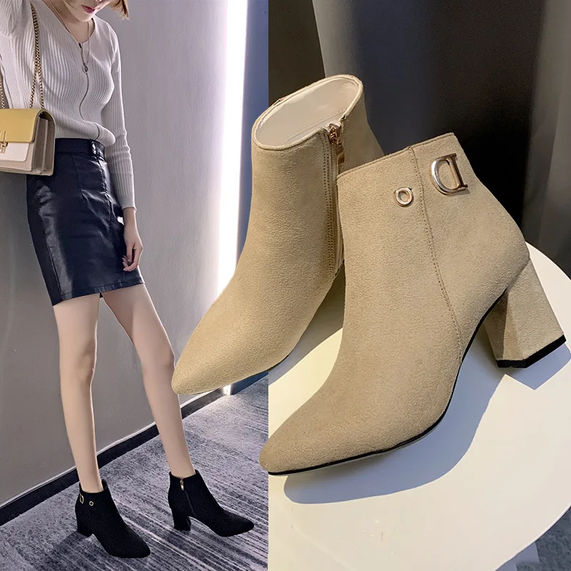 

Boots Martin Short Boots 2019 New Style Spring And Autumn England Sub-Women's Boots Breathable Chunky-Heel Thin WOMEN'S Shoes Re