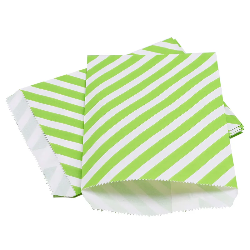 stripe Light green 25 шт. подарочные пакеты для конфет в полоску, крафт-бумажные пакеты для свадебной вечеринки, Подарочные Упаковочные пакеты для еды, печенья, крафт-бумажные сумки, вечерние принадлежности - Цвет: stripe Light green