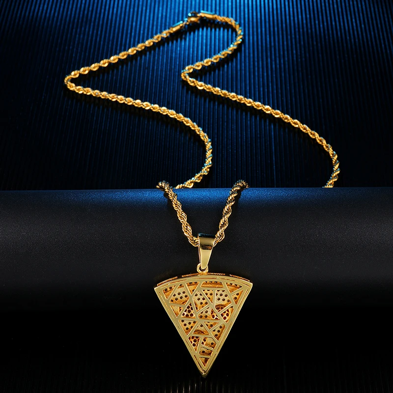 D& Z Ins, забавная подвеска в форме пиццы с фианитами, ожерелье с теннисной цепочкой, аксессуары в стиле хип-хоп для хипстера