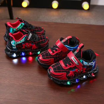 

Boys Sneaker Girls Spiderman Kids Led Shoes With Lights Sneaker 2020 Spring Autumn Shoes Children Toddler Baby Girl Shoes